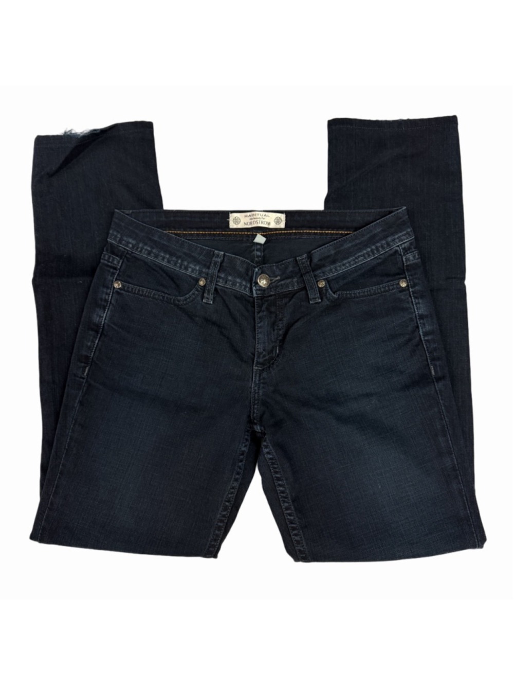 HABITUAL Women Straight Leg Jeans Dark Blue Denim Size 29